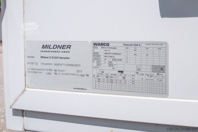 Remorque à caisse  Mildner TKT 2-Achs Tandem 12to Kofferanhänger