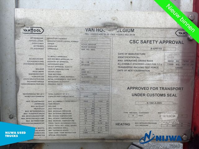 Container transportation Van Hool 30 FT container Non ADR