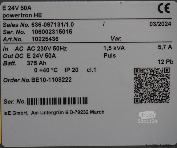 Baterie de stivuitor INDUSTRIE AUTOMATION Powertron HE E 24V / 50A