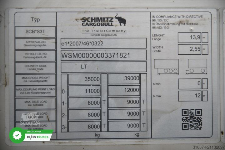 ανοιχτό ημιρυμουλκούμενο με μουσαμά SCHMITZ CARGOBULL SCS24/L Varios