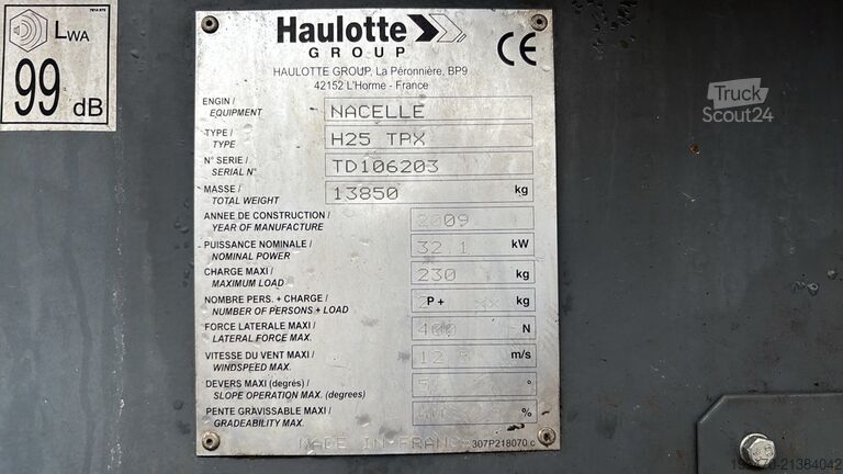 Elevador de lança telescópica Haulotte H25TPX (25m)