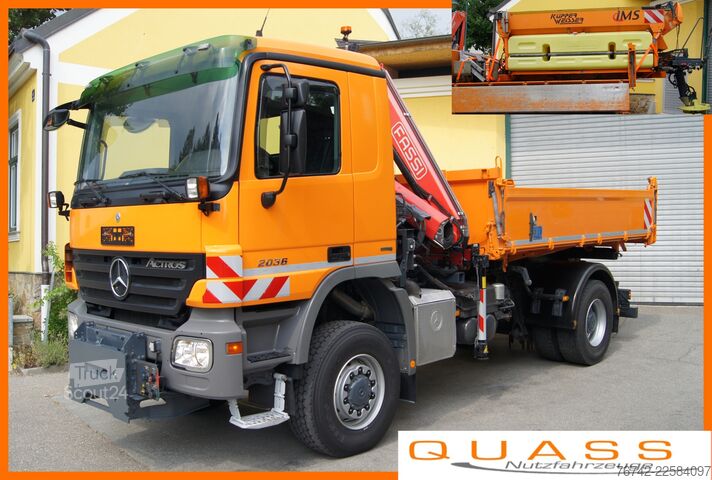 Dreiseitenkipper LKW Mercedes-Benz ACTROS 2036 /4x4/FASSI F95/MEILLER/Winterdienst