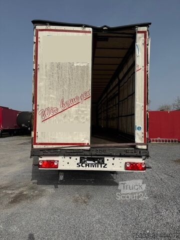 Open oplegger met zeil Schmitz Cargobull 3 achs Tautl 385/65 UNFALL Portal 2xLift