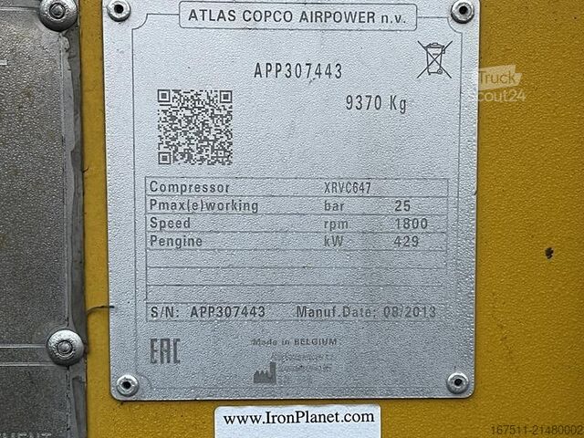 Compresseur frigorifique Atlas Copco XRVC 647