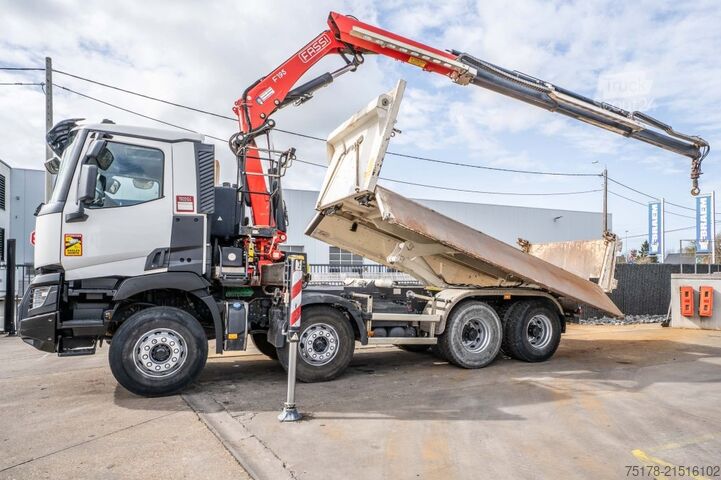 Kipper met kraan RENAULT C460 + CIF+ FASSI F195 /3xhydr.