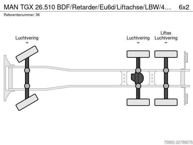 Système BDF MAN TGX 26.510 BDF/Retarder/Eu6d/Liftachse/LBW/450tkm