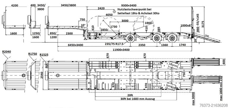 Semirimorchio ribassato per il trasporto di macchine edili Faymonville MAX Trailer 3-A-Tele-Semi-Radmul.-Rampen