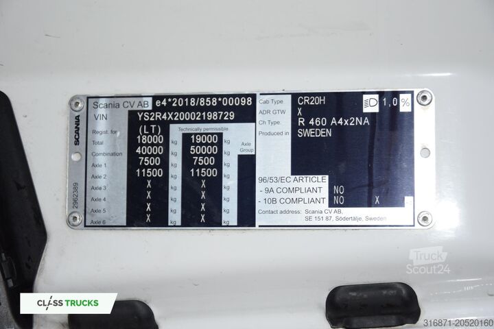 štandardná traktorová jednotka SCANIA R460 CR20H Adaptice Cruise Control