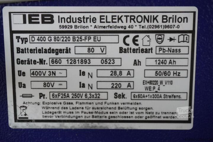 Batterie de chariot élévateur IEB D 400 G 80/220 B25-FP EU