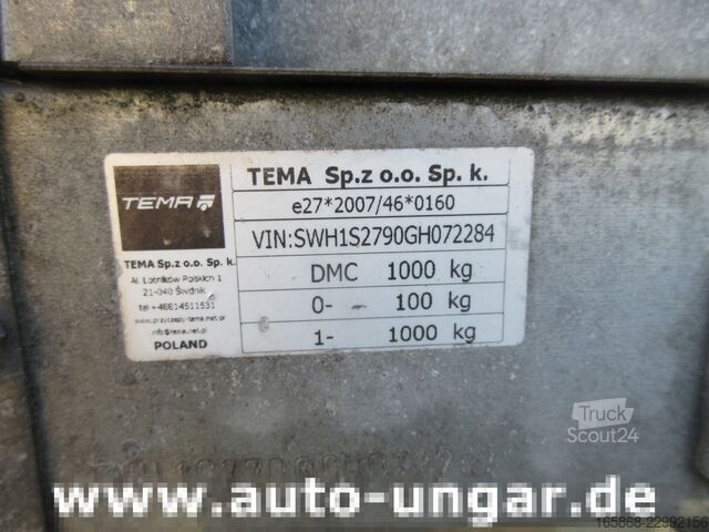 отворена ремарке със строшен брезент Temared Tema Anhänger 1.000kg Tieflader Plane