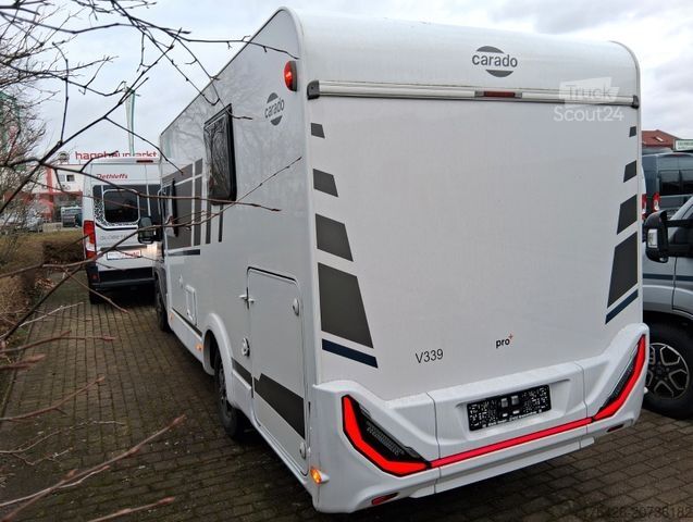 Ημιενσωματωμένο αυτοκινούμενο τροχόσπιτο CARADO V 339 *Queensbett*pro+ Paket*Fußbodenerwärmung*