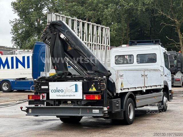 Vrachtauto met open laadbak MERCEDES-BENZ Atego 1023 Pritsche/Glastransporter + Ladekran