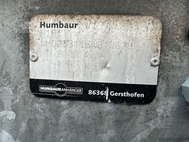 Remorque ouverte avec bâche HUMBAUR HT20.26.16/ Tandemhänger 2.000kg/ Planenaufbau