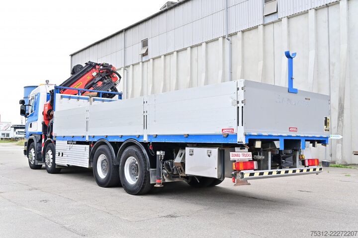 Camion cu platformă Scania 124.420  Kran 2008 Palfinger PK44002 + Jib 24m