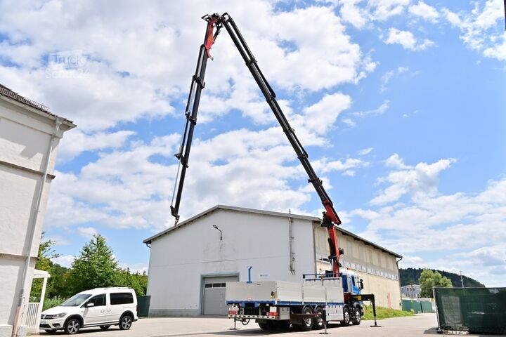 Camion cu platformă Scania 124.420  Kran 2008 Palfinger PK44002 + Jib 24m
