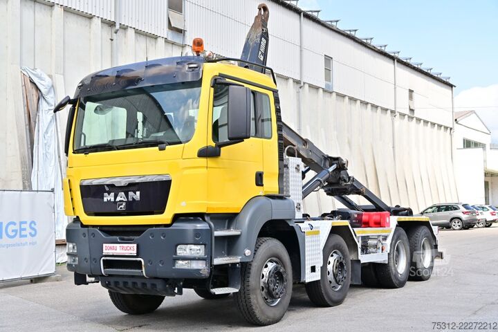 Kamion s kipom s pomičnim kontejnerom MAN TGS35.480  E5 AHK 8x4 Retarder Hiab 26t