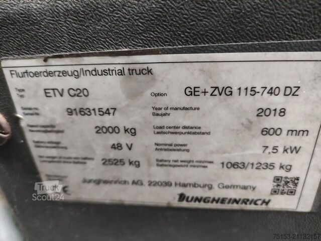 Reach trucklar Jungheinrich ETV C 20