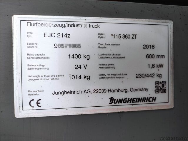 Paletové zakladače Jungheinrich EJC 214 Z