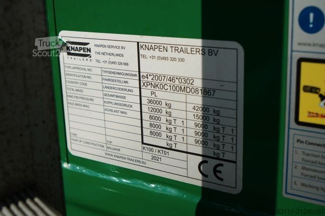 Walking floor semitrailer KNAPEN RUCHOMA POD?OGA / WALKING FLOOR / 91 m3 / 2021 R