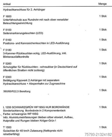 Kiper prikolica Kröger 18to 560er bereift 3 Schieber Interne Nr. 40769
