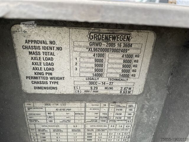 Transporte de contenedores Groenewegen 30CC-14-27 20/30 FT Chassis / ADR / BPW Axles /...
