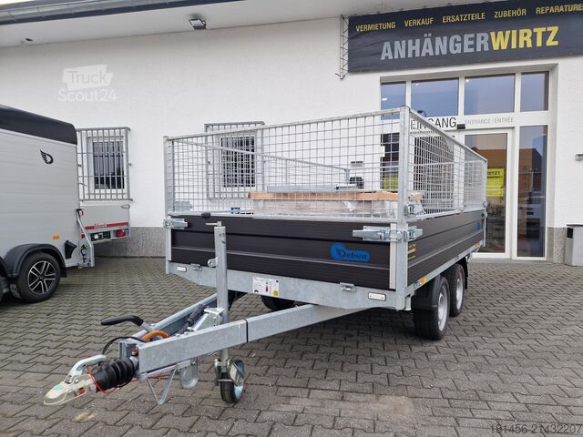 Remorque benne trilibérale Debon PW 3 3500kg Elektro Kipper Laubgitter