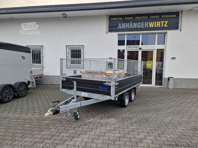 Remorque benne trilibérale Debon PW 3 3500kg Elektro Kipper Laubgitter