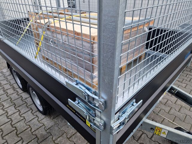 Remorque benne trilibérale Debon PW 3 3500kg Elektro Kipper Laubgitter