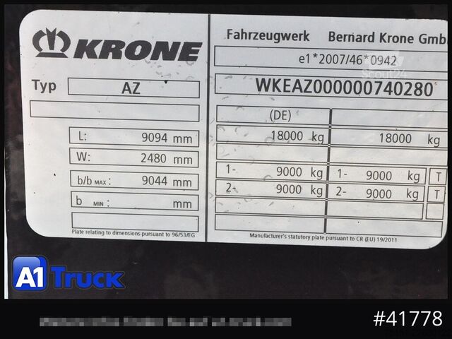 Speciallastbil KRONE AZW 18, Reifen 85%, TÜV 02/2027,