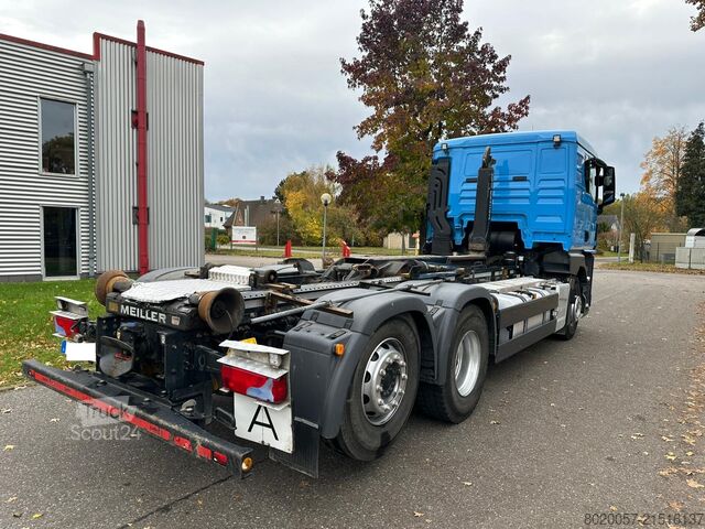 Kampós konténerszállító teherautó MAN TGX 26.430 6x2 Abroller Meiller