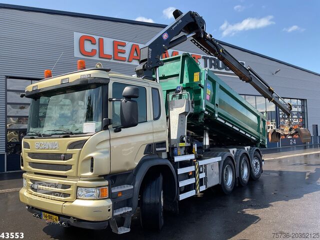 Kipper met kraan Scania P 410 8x4 Euro 6 HMF 18 Tonmeter laadkraan