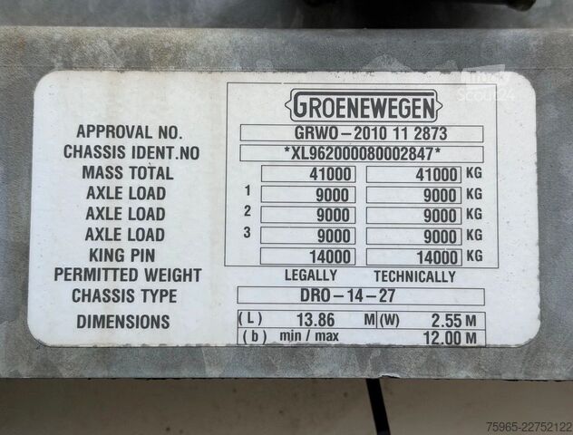Otvorený náves s plachtou GROENEWEGEN DRO-14-27 GALVANISED CHASSIS DISC BRAKES SLIDING