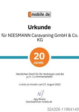 Caravane Hobby Prestige 720 KWFU zul. GG 2.500kg