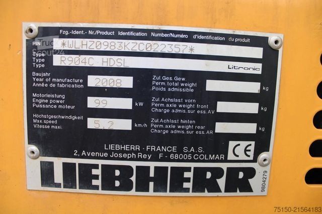 Εκσκαφέας ερπυστριοφόρος LIEBHERR R904C HDSL - VERSTELLAUSLEGER - Nr.: 357