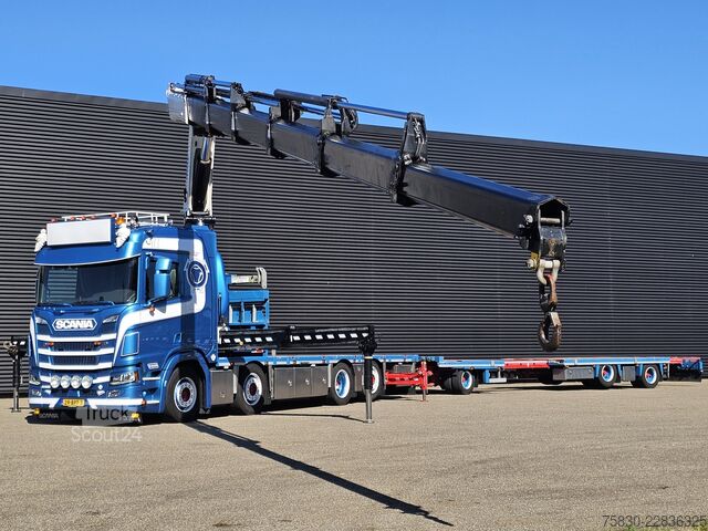 منصة التحميل Scania R520 V8 8x2/6 / HMF 70 tm + JUMBO AANHANGER