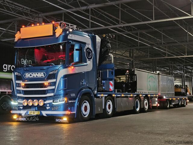 منصة التحميل Scania R520 V8 8x2/6 / HMF 70 tm + JUMBO AANHANGER