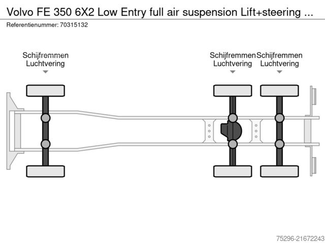 Chassis with cab Volvo FE 350 6X2 Low Entry full air suspension Lift+s...