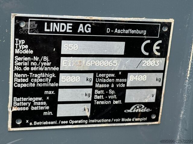 Sidelaster gaffeltruck Linde S50 //Perfect/Lke new/2346 hours