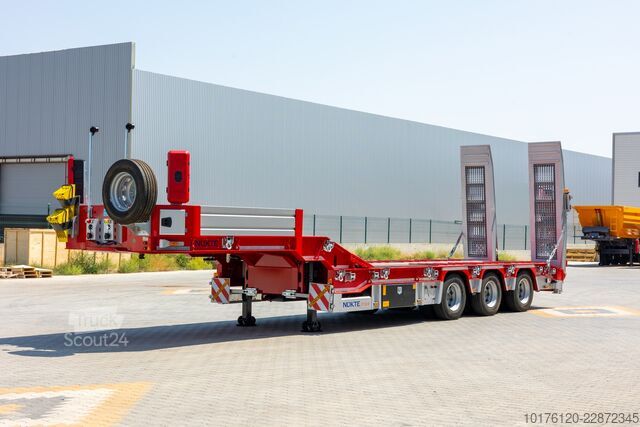 Alçak yataklı yarı römork inşaat makinesi taşımak için Nükte Trailer 3 Axle Standard Lowbed Trailer