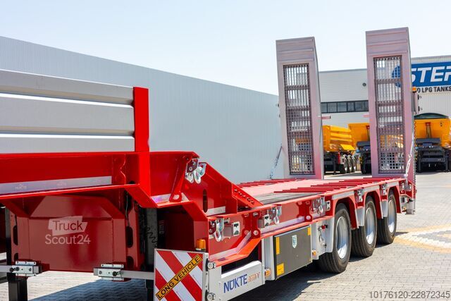 Alçak yataklı yarı römork inşaat makinesi taşımak için Nükte Trailer 3 Axle Standard Lowbed Trailer