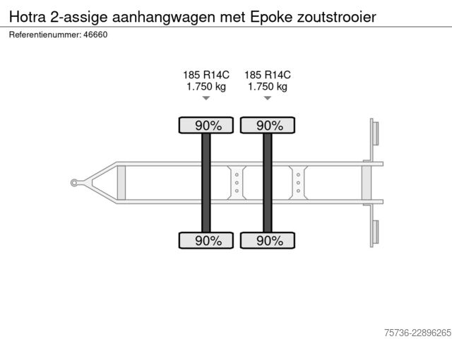 Hotra двуосен ремарке с пясъкоразпръсквачка Epoke Hotra 2-assige aanhangwagen met Epoke zoutstrooier