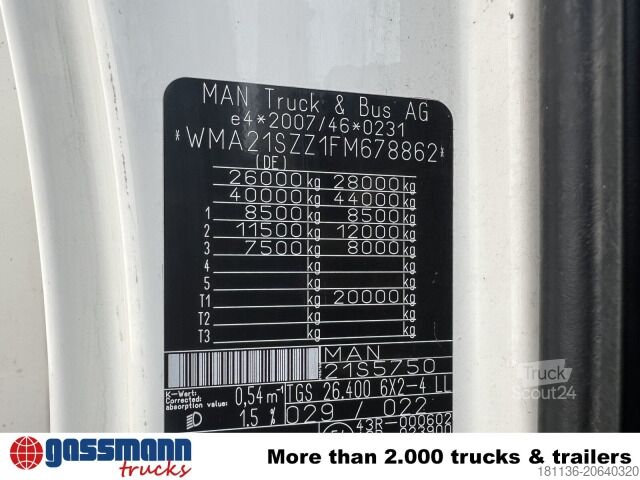 Vrachtauto met open laadbak MAN TGS 26.400 6x2-4 LL, Navi, Lenk-/Liftachse,