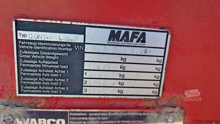 Auflieger-Wechselfahrgestell  MAFA  20.30.40. ft Containerchassis