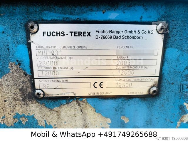 Excavadora móvil TEREX MHL 331 Umschlagbagger