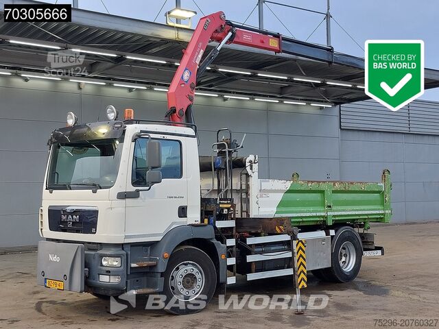 3-sānu pašizgāzējs MAN TGM 18.290 4X2 HMF1035-K2 Crane Kran 6m3 3-side...