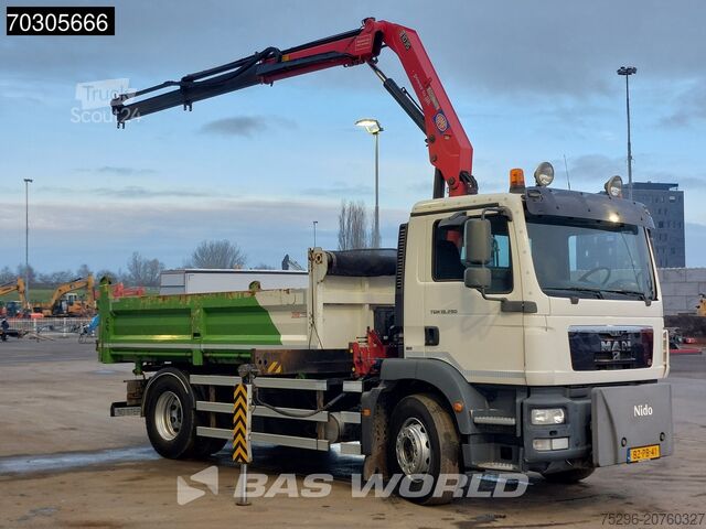 3-sānu pašizgāzējs MAN TGM 18.290 4X2 HMF1035-K2 Crane Kran 6m3 3-side...