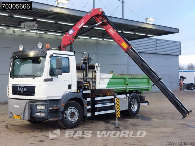3-sānu pašizgāzējs MAN TGM 18.290 4X2 HMF1035-K2 Crane Kran 6m3 3-side...