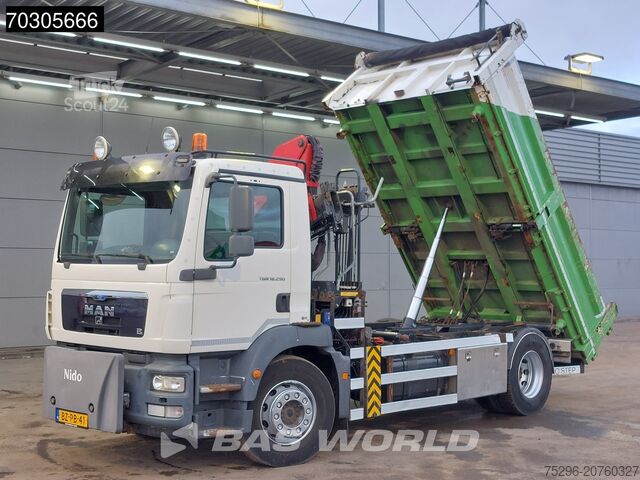 3-sānu pašizgāzējs MAN TGM 18.290 4X2 HMF1035-K2 Crane Kran 6m3 3-side...