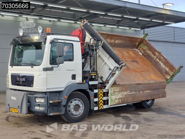 3-sānu pašizgāzējs MAN TGM 18.290 4X2 HMF1035-K2 Crane Kran 6m3 3-side...