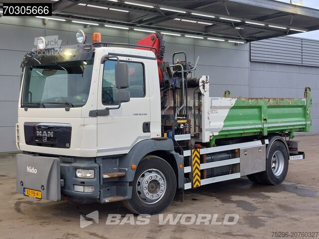 3-sānu pašizgāzējs MAN TGM 18.290 4X2 HMF1035-K2 Crane Kran 6m3 3-side...